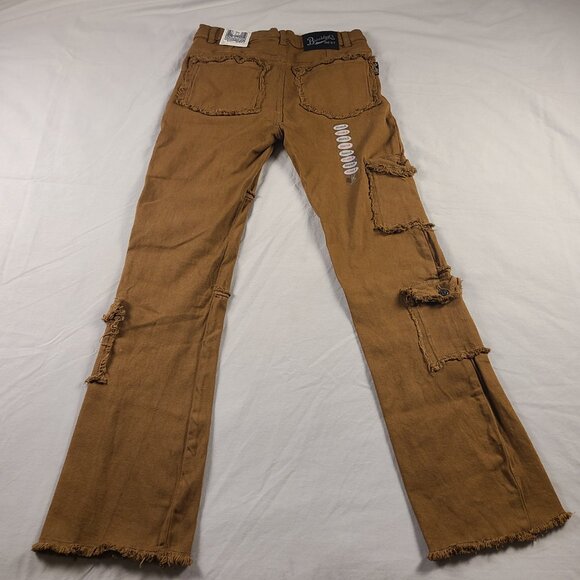 Brooklyn's Best Women's 14 Cargo Pants Fringed Pockets Brown - Picture 3 of 13